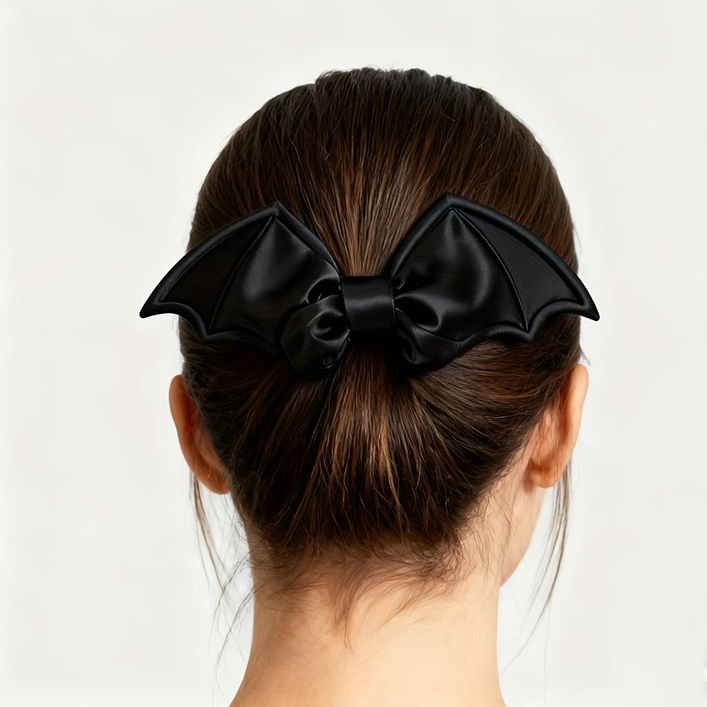 1pc Black Bat Wing Hair Tie Halloween Party Hair Accessory Bat Bow Scrunchie Women's Holiday Hair Accessory