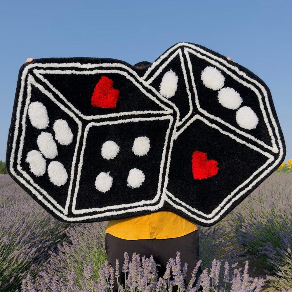Dice Shaped Imitation Cashmere Carpet Anti-slip Floor Rug Entrance Carpet Floor Mat  Bedroom