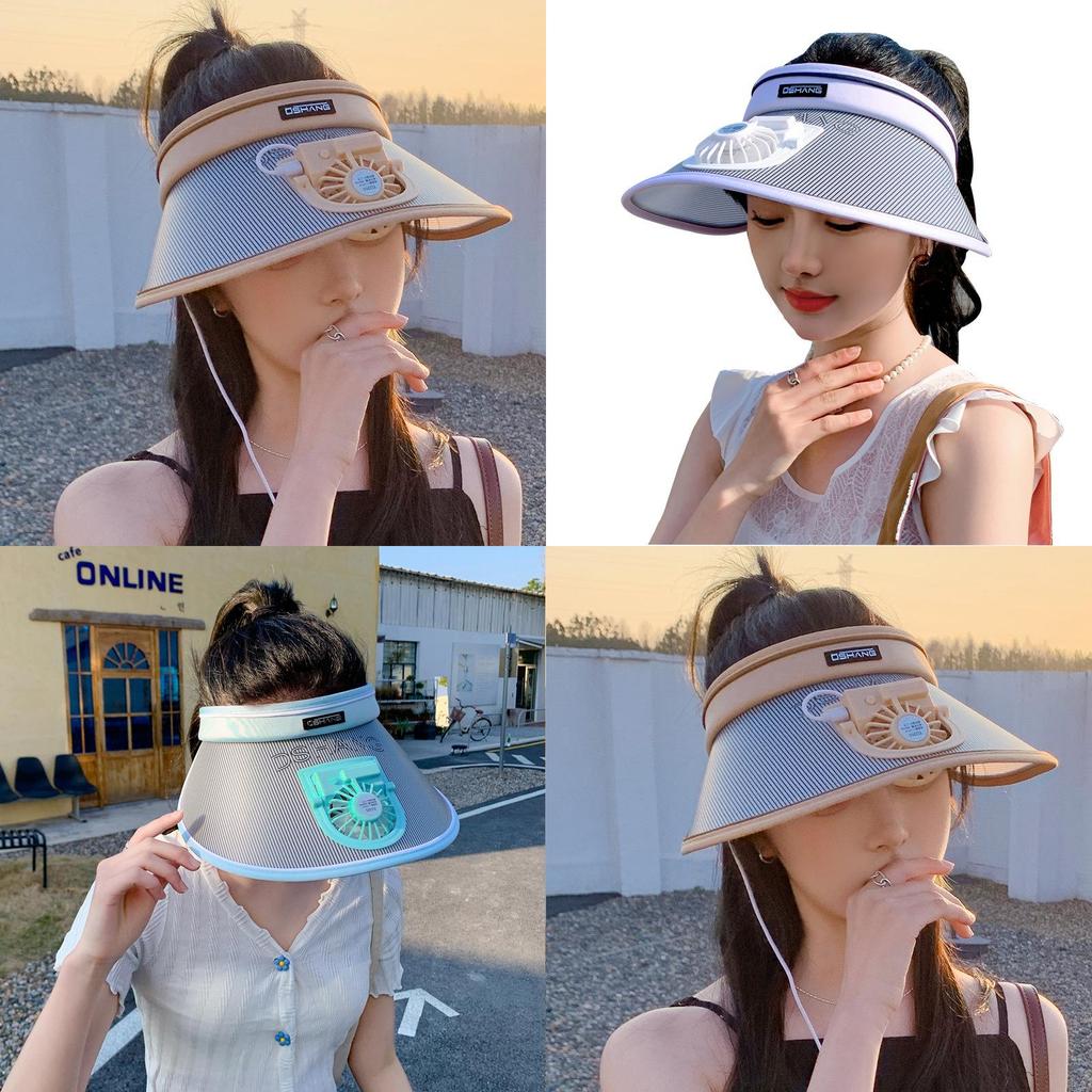 Summer Sun Protection Hat With Fan And Wide Brim For Outdoor Activities