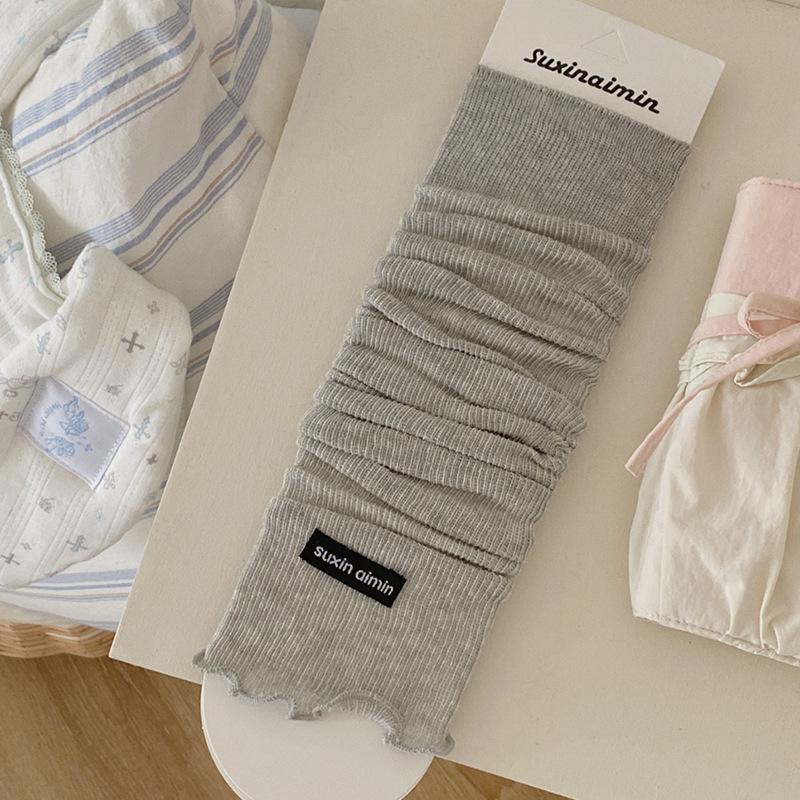 Solid Color Summer Thin Breathable Leg Warmers Japanese Simple Long Knee High Socks Women Elegant Leg Warmers Trendy Calf Socks