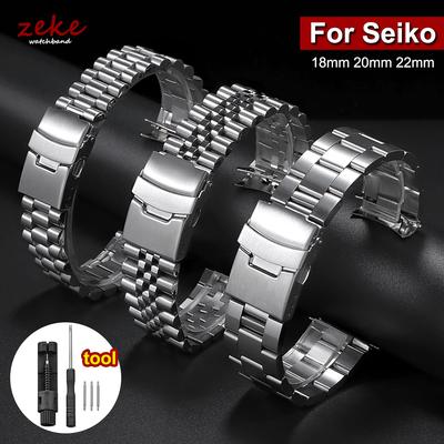 Massives Edelstahl-Uhrenarmband für Seiko 5 SKX009/007 für Oyster für Jubilee Gebogenes Ende Uhr 18mm 20mm 22mm Herren Sportband