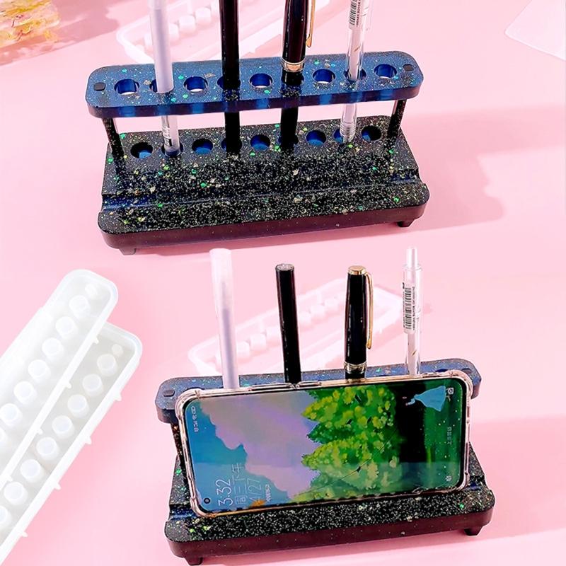 4Pcs/set Multi-Functional Pen Holder Resin Molds Storage Box Pencil Holder Silicone Mold Resin Casting Art for DIY Pen