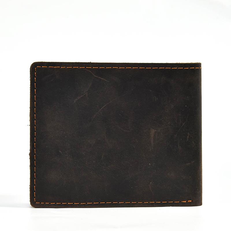 

Vintage Crazy Horse Leather Short Wallet With Change Bag Men S Leather 20-Fold Wallet First Layer Cowhide Wallet