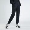 Anta Sports Lifestyle Series Solid Color Mid-Rise Cuffed Fleece Knit Joggers Women Joggers Black 962547312-1