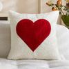 1-4PCS Heart Embroidery Pillow Cover Valentine‘s Day Love Pillowcase Cushion Case Round Floral Decor for Sofa Bed Wedding Gift