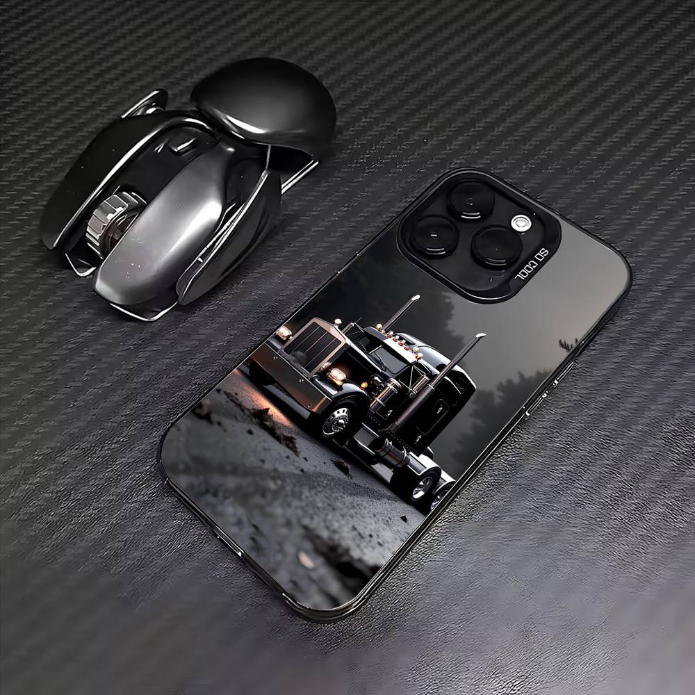 

Cool Heavy Truck Car Phone Case For iPhone17,16,15,14,13,12,11 Plus,Pro Max Colored Silver Plated Inside Cover iPhone15pro