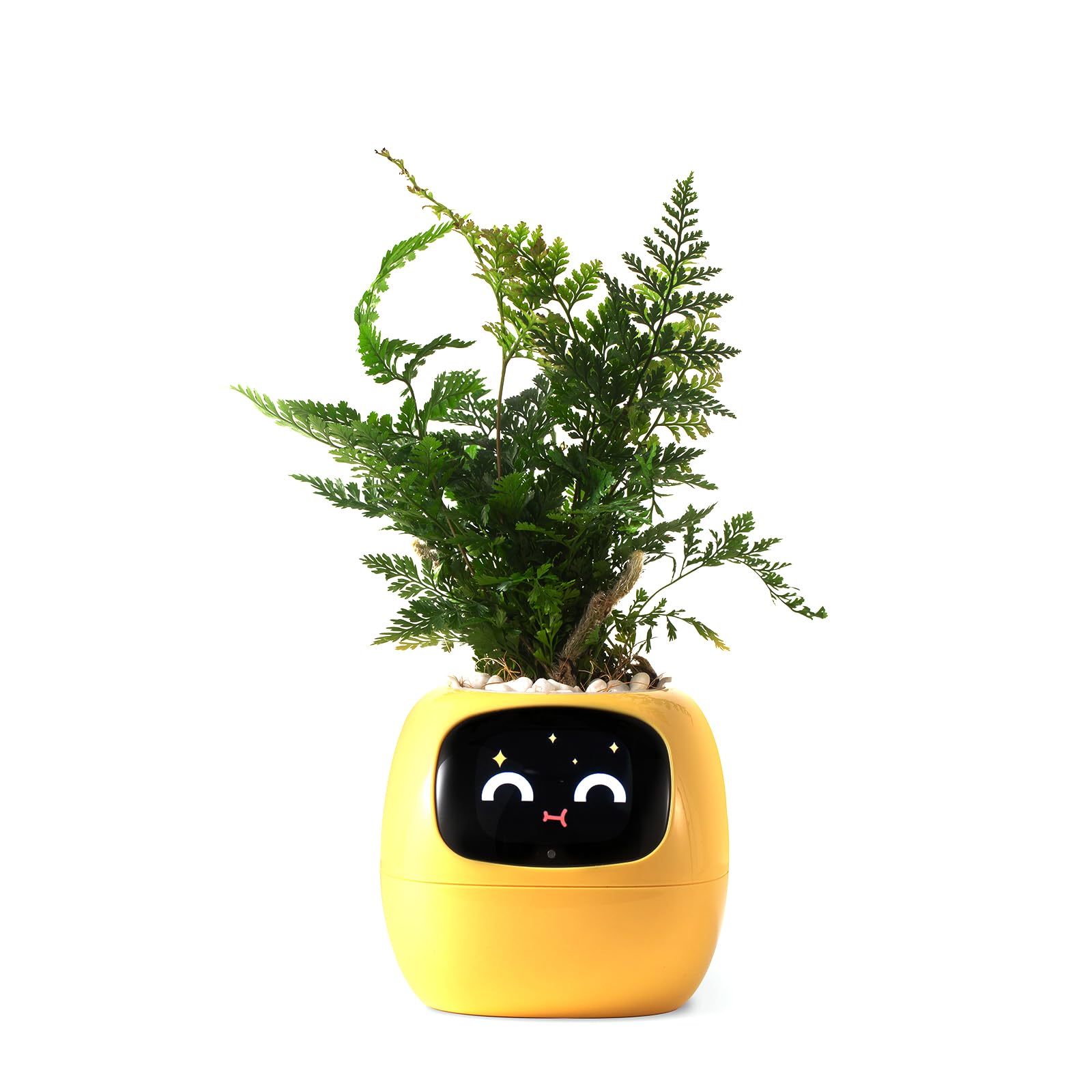 

PLANTSIO Smart Pet Planter with Robotic Adorable Plant Gesture Neat Desk Setup Gift Guidance, Emoji, Companion, Interaction, (Yellow)