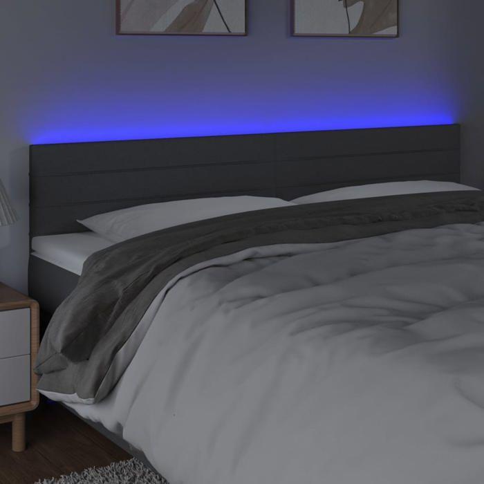 VidaXL Tête de Lit à LED Meuble de Chambre à Coucher Accessoire de Lit Double Tête de Cadre de Lit Intérieur Gris Foncé 3121767