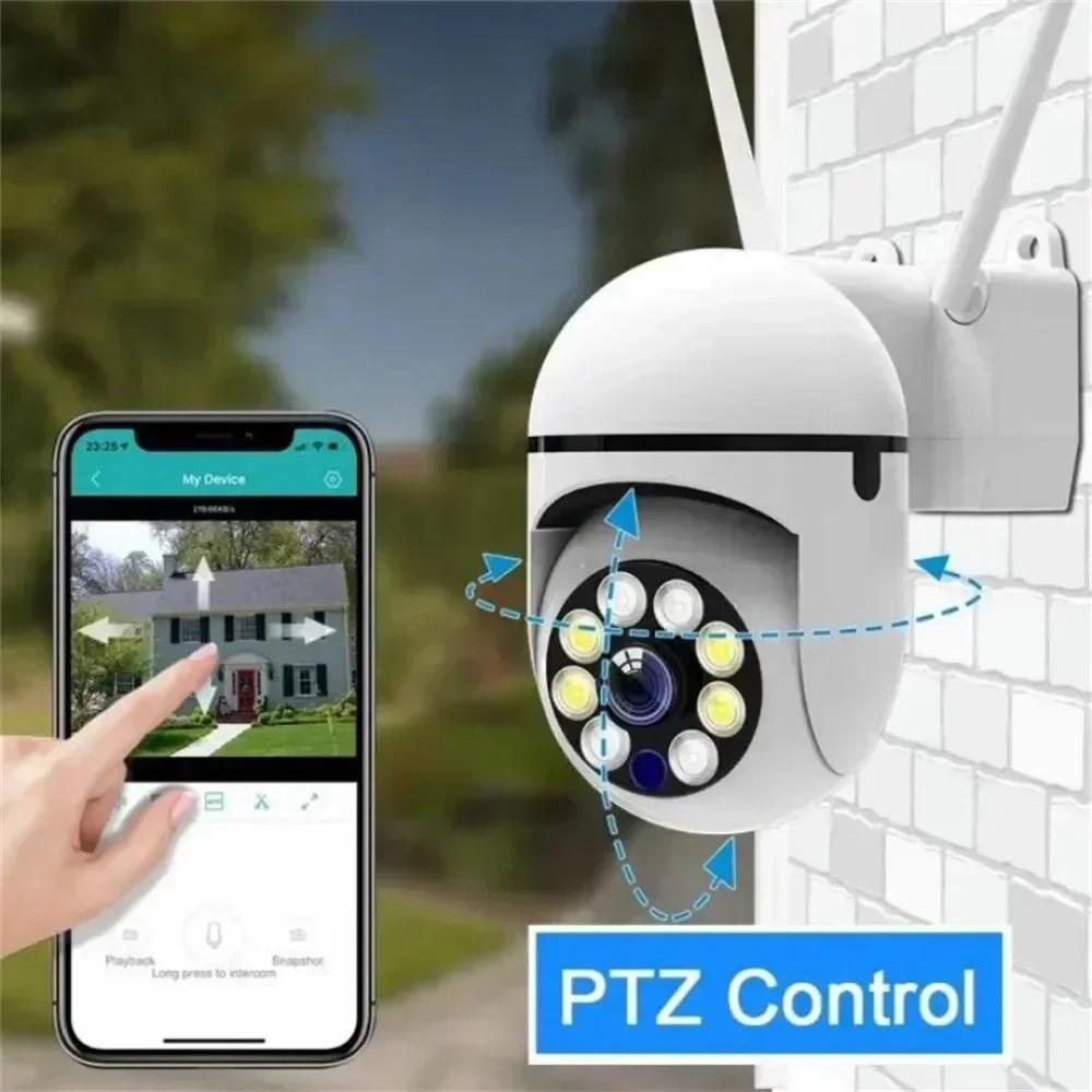 Caméra de Surveillance de Sécurité Sans Fil 8MP PTZ Wifi IP Extérieure Caméras Zoom 4X Suivi Humain IA Audio Bidirectionnel Caméra HD Couleur Nuit Prise UE