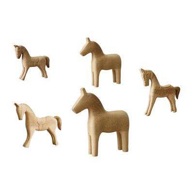 Paintable Horse Ornament Unfinished Wooden Figure DIY Decoration Sculpture for Bookshelf Fireplace