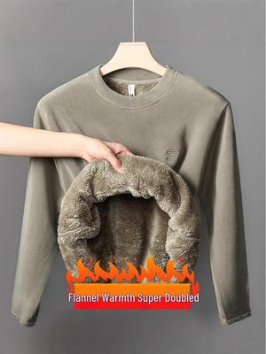 Men's Heavyweight Velvet Thickened Coral Fleece Hoodie: Winter Warm Loose Pullover with Round Neck.