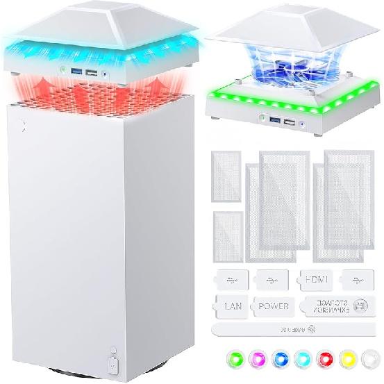 Upgrade RGB Cooling Fan for Xbox Series X with Dust Cover Filter, Colorful LED Light Cooler System Accessories with Low Noise 3 Levels Adjustable