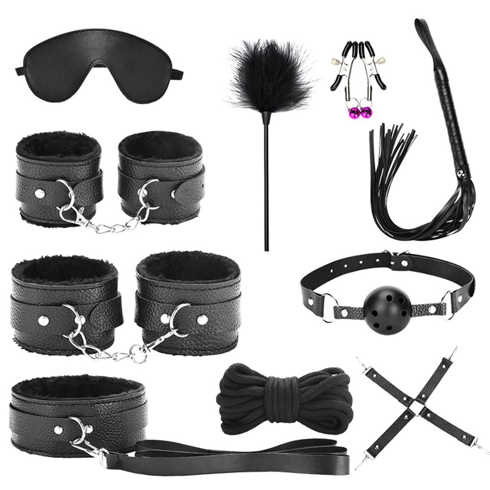Sex Toys BDSM Bondage Kits Genuine Leather Restraint Set Handcuffs Collar Gag Vibrators Sex Toys For Women Couples Adult Games