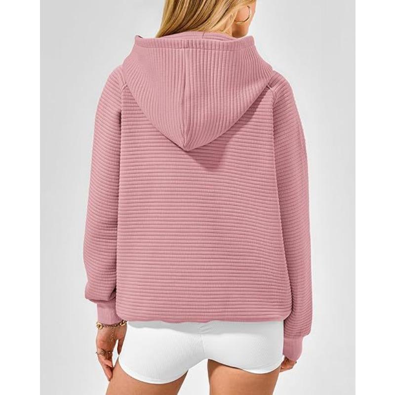 DAFIFY Women's Fashion Casual Solid Color Print Long Sleeve Hooded Hoodies & Sweatshirts