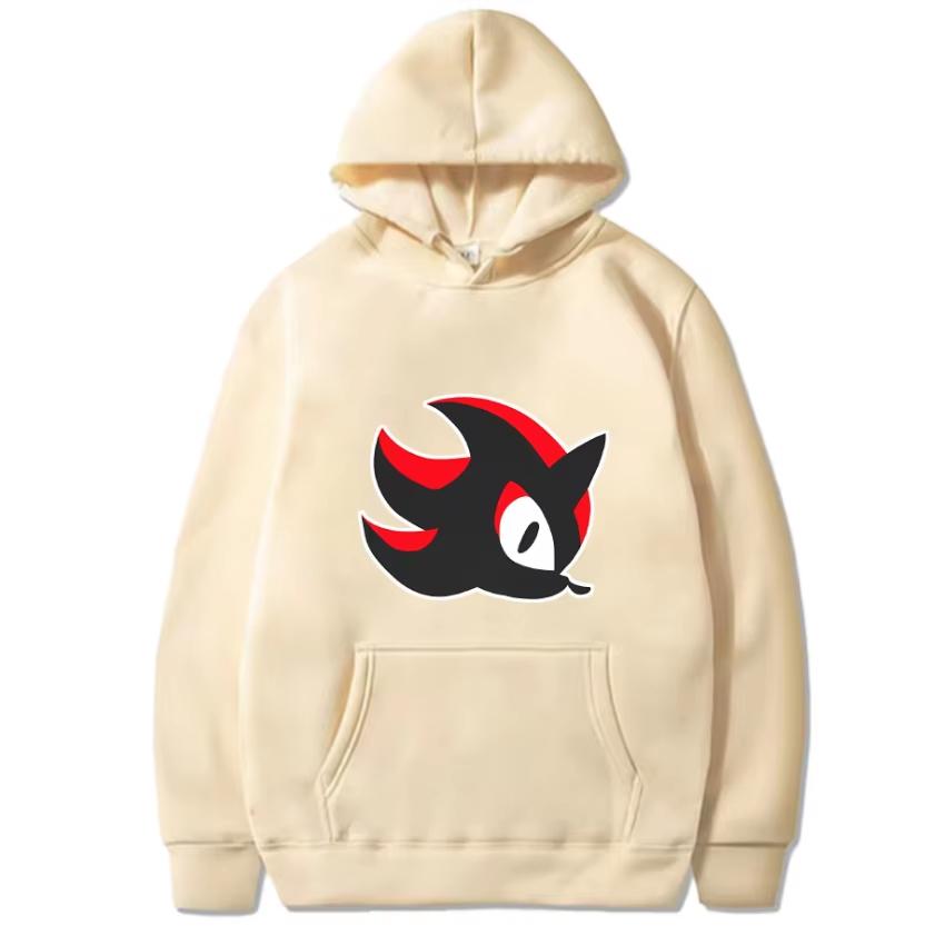 Autumn and Winter Fun Harajuku Sweatshirt Shadow the Hedgehog Logo Printed Black Men's and Women's Hoodies Long Sleeve Hoodies