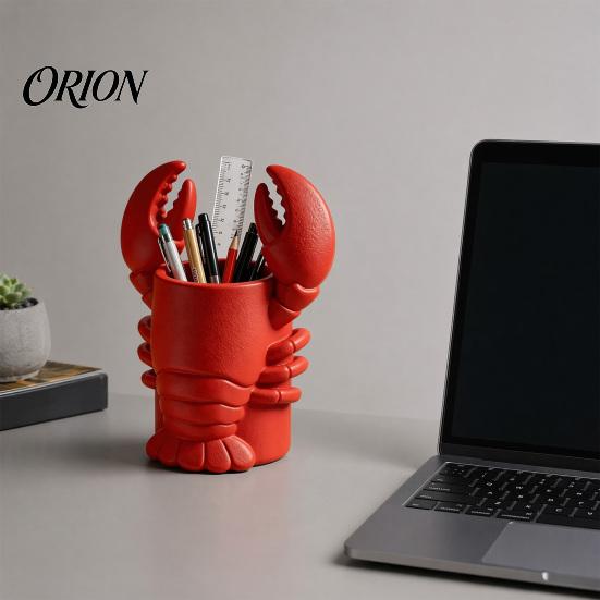 Novelty Desk Decor Lobster Pen Holder, 3D Printed Desktop Organizer, Crayfish Pencil Stand Fun Office Supplies for Student Supplies, Halloween