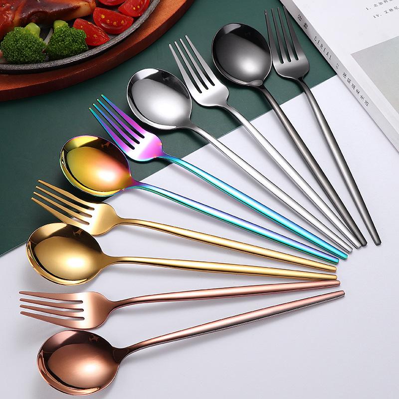 30pcs Gold Dinnerware Set Stainless Steel Steak Knife Fork Coffee Spoon Teaspoon Flatware Dishwasher Safe Kitchen Tableware Set