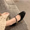 Sheepskin Version Su Yinyin Same Rose Gold Buckle Mary Jane Shoes Women's Flat Bottom Shallow Mouth Single Shoes Women's Commuter Leather Shoes