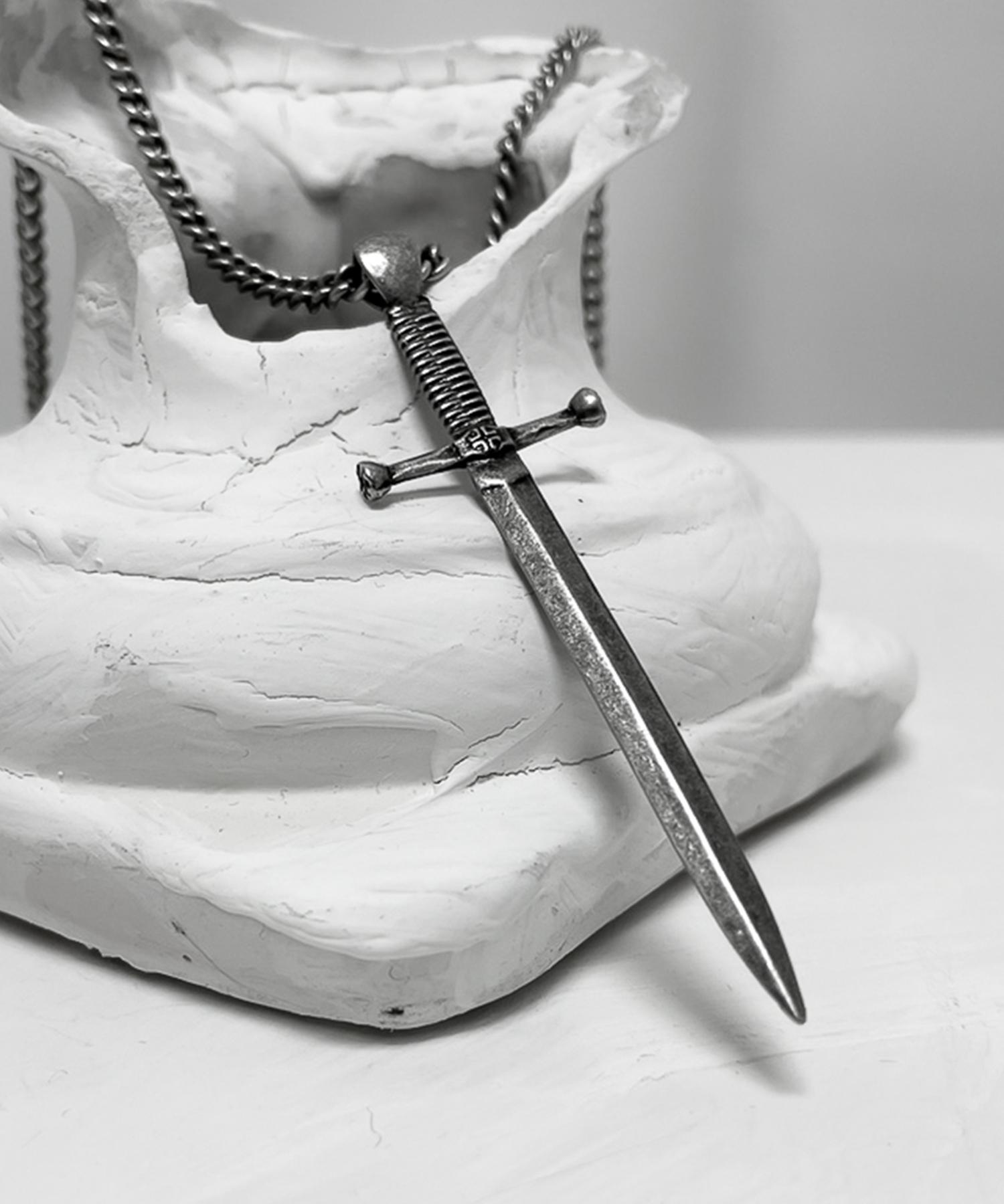 Blessed Bullet Sword Chain Necklace Dark