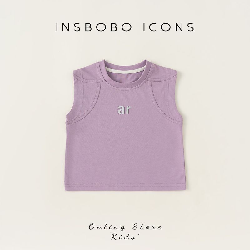 Insbobo Boys Vest Children s Sleeveless T-Shirt 2026 Summer New Style Girls Sleeveless Top Fashionable Clothes Trendy Purple 140