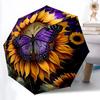 1pc Butterfly Sunflower Automatic Folding Umbrella, Lightweight Retractable Compact Travel Umbrella, 8-Rib Sturdy Frame021