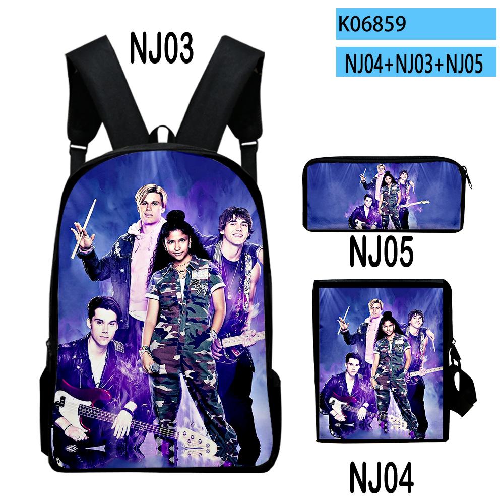 Klassieke Julie and the Phantoms 3D Print 3 stuks/Set leerling Schooltassen Laptop Dagrugzak Rugzak Schuin gedragen schoudertas Etui black