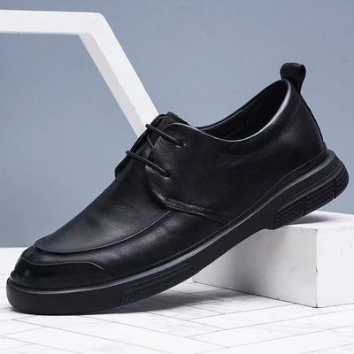 Business Casual Leather Shoes for Men's 2024 Spring and Autumn New Breathable Leather British Leather Shoes Male Singles Shoes