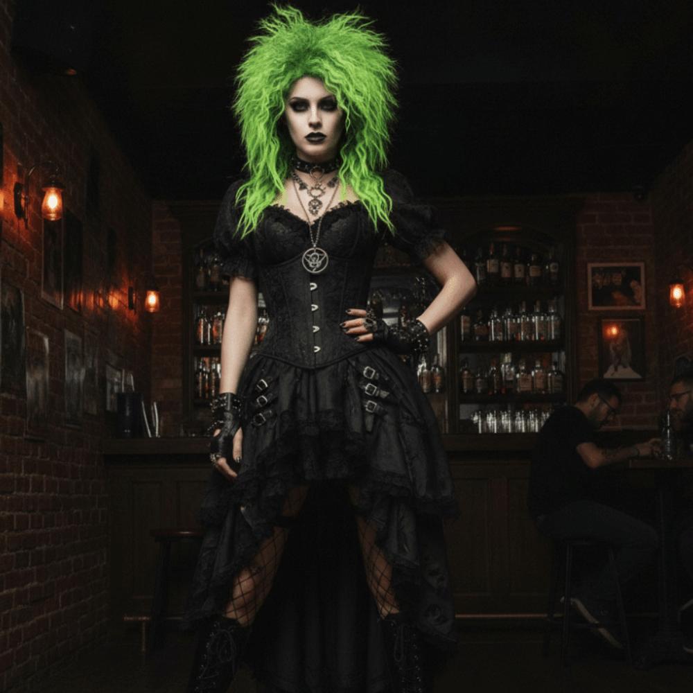 Tangerine/Green Halloween Costume Wig Voluminous Instant Noodle Style Hairpiece  Masquerade Ball