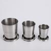 Sturdy Stainless Steel Folding Cup Portable 3 Size Water Drinking Cup with Keychain Collapsible Outdoor Telescopic Cup Travel