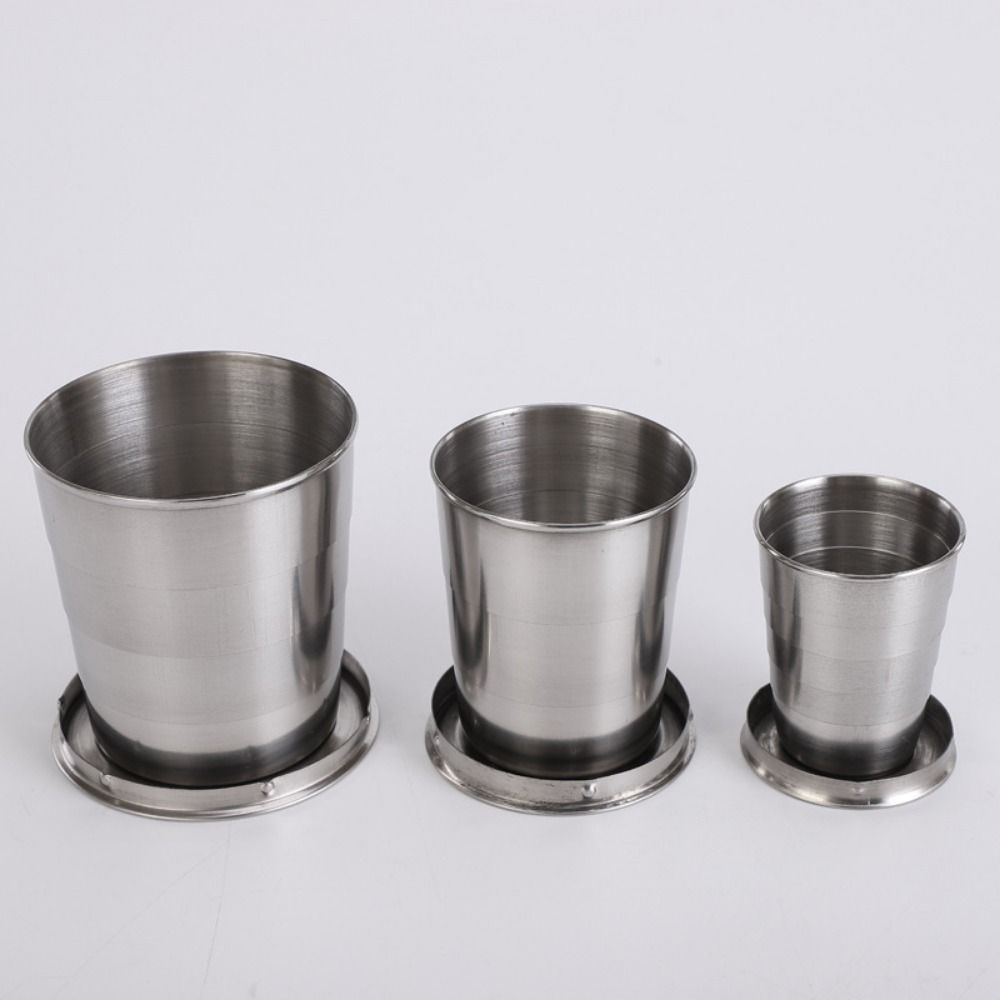 Portable Camping Mug Stainless Steel Water Drinking Cup Sturdy Outdoor Telescopic Cup Hiking