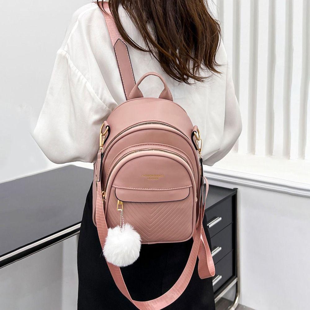 PU Leather Small Square Backpack Simple Mini Bags Women PU Casual Schoolbags College Students