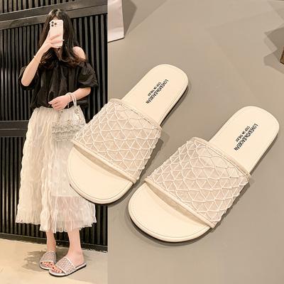 Coole slippers dameskleding ademend nieuw model 2025 mode strand veelzijdig niche hol zomer eenwoordige sleep platte zool