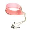 Leather Women's Bondage Choker with Nipple Clamps - Erotic Flirtatious Adult Toys.