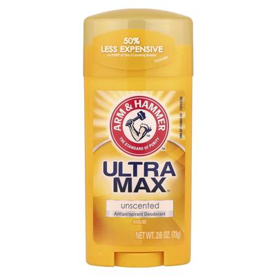 UltraMax, Solid Antiperspirant Deodorant, Unscented, 2.6 Oz (73 G)