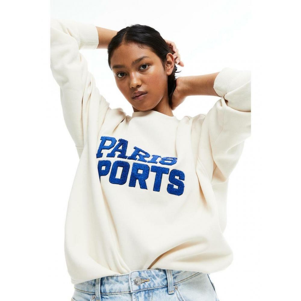

H&M Oversized Design Толстовка кремового цвета Paris Sports 1172872001