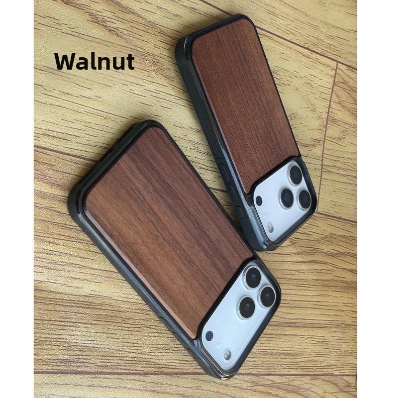 High-end Wooden Phone Case for IPhone 17 Pro Max 17 Air 16 Pro 15 14 13 12 11 Walnut Soft Edge All-inclusive Protective Cover