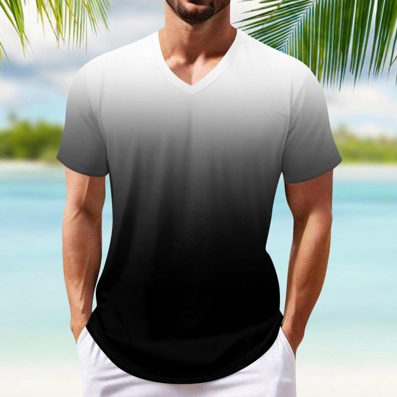 3D Printed Gradient Colorful T-Shirt For Men Fashion Graphic Tees Casual Sports Loose Round Neck T Shirts Short Sleeve Tops