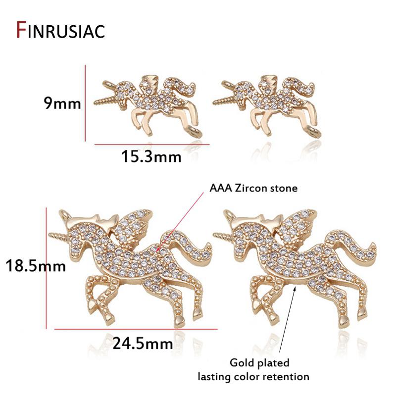 2025 New Trendy Inlaid Zircon Unicorn Gold Plated Pendant Charms DIY Jewelry Earring Necklace Making Findings Accessories