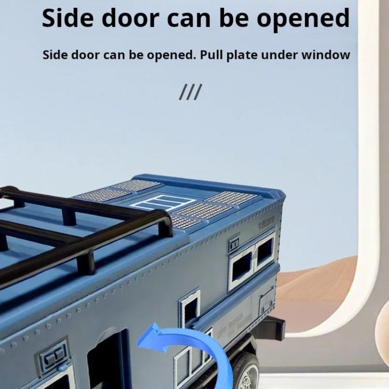 1/24 Maßstab Geländewagen Modell Miniatur Wohnmobil Spielzeug Metall Druckguss Türen Geöffnet Rückziehbar Campingwagen Modelle für Jungen