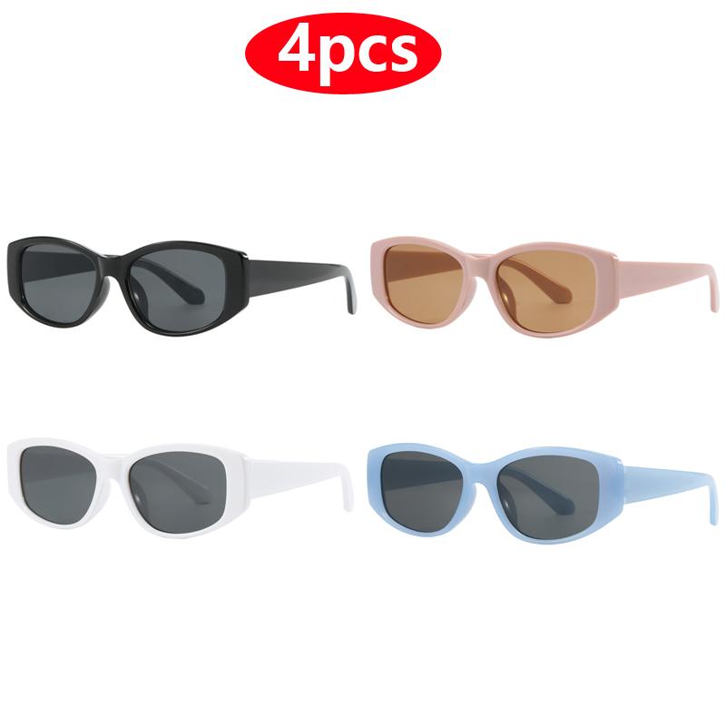 4pcs Fashion Square Small Rectangle Sunglasses Women Men Retro Shades UV400 Trending Sun Glasses