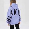 2026 Women's Loose Plus Velvet Hoodie with Bold Letter Print - Spring/Autumn Outerwear