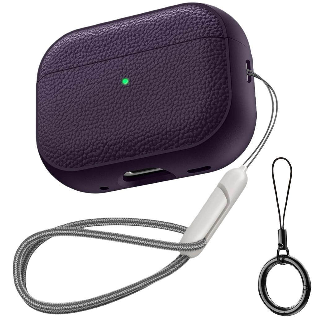 Für AirPods Pro 3/Pro2/Pro Kopfhörerhülle Leder-Textur TPU Schutzhülle mit Lanyard für AirPods 4. Generation