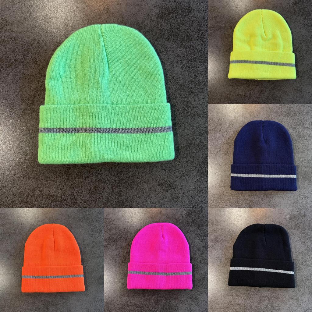 Mens Knitted Hat With Reflective Details For Winter Warmth Stylish Cold Weather Headgear