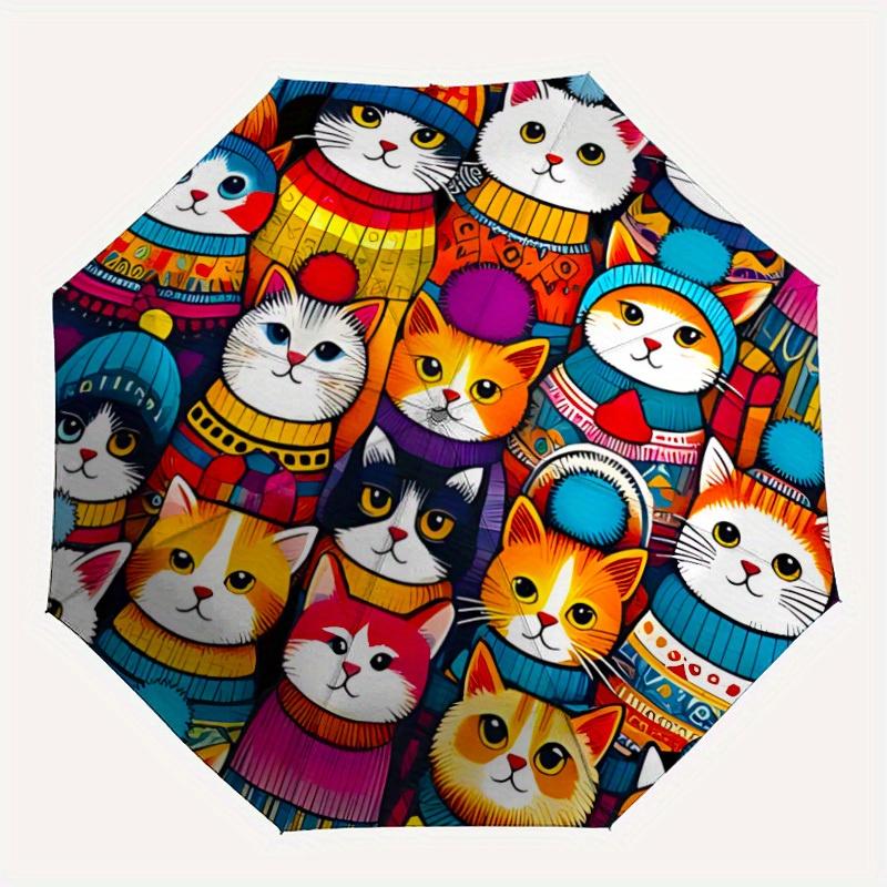 

1pc Cat Winter Automatic Open/Close Umbrella, Portable Folding Umbrella for Travel, Themed Events, It is suitable as a gift for various festivals, Out