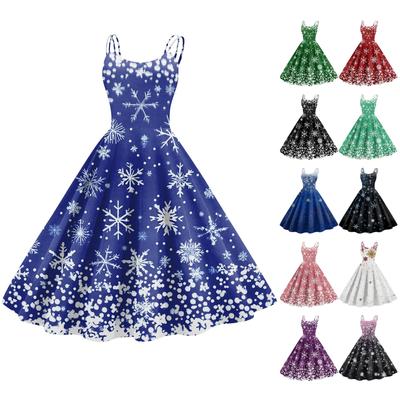 Damenmode Sexy trägerloses Gothic Cocktailkleid mit Weihnachtsgrafik, bedruckt, Vintage, lange Kleider