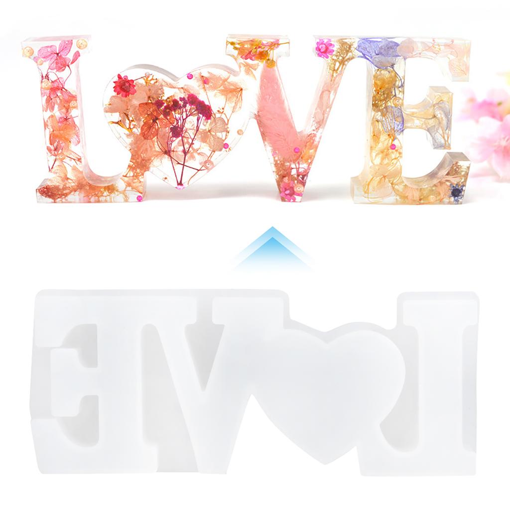Silicone Mold Transparent LOVE Letter Shape Dry Flower  Hand Made Decoration Craft