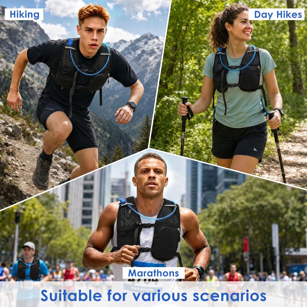 Marathon Trail Running Vest Lightweight Hiking Vest Backpack Reflective Hydration 68 Oz Water Bladderr Pack With Phone Pocket