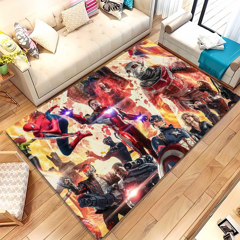 Marvel Avengers Spider Man Cartone Animato Tappeto Area Antiscivolo per Soggiorno Tappeto Morbido per Camera da Letto Stanza dei Giochi dei Bambini Divano, Zerbino Decorazione per la Casa