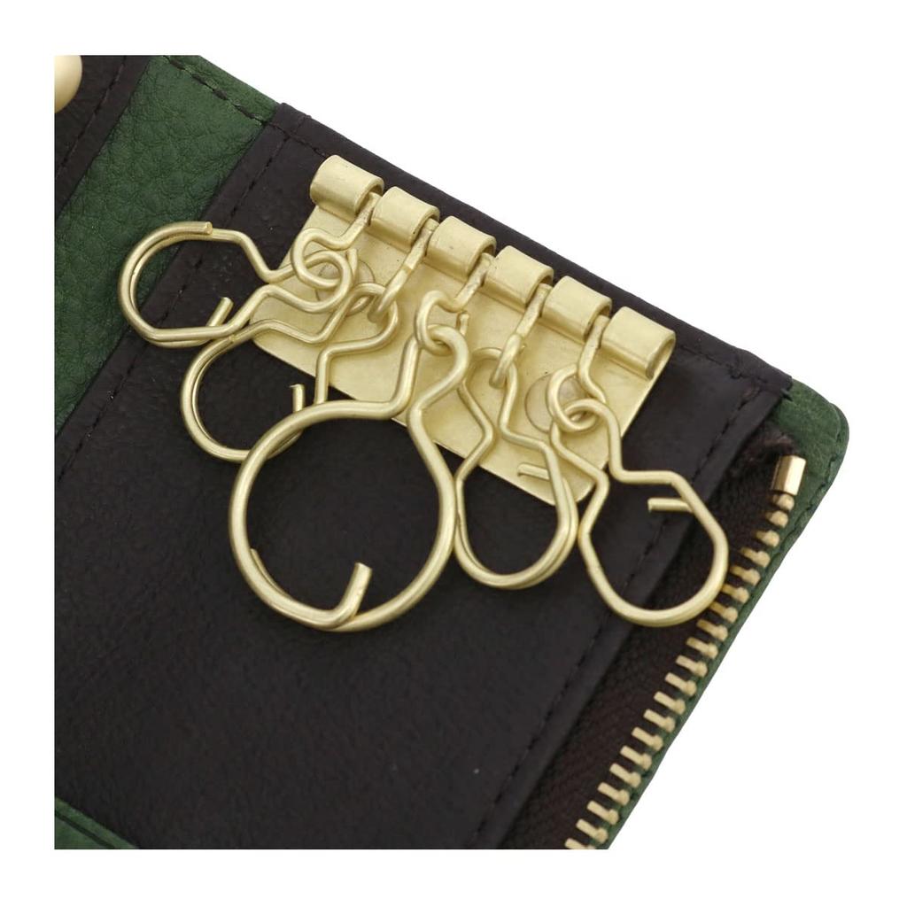 Takeo Kikuchi Men's Genuine Leather Key Case, 761602, Sophia Smart Key Case, Italian Pig Leather, Cowhide Leather [05] Green