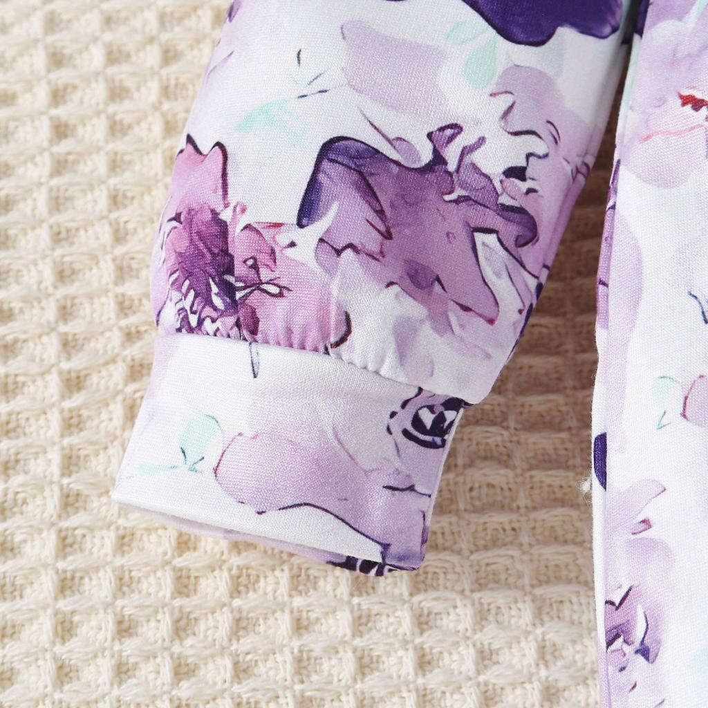 Baby Girl Floral Print Romper Long Sleeve Casual Jumpsuit
